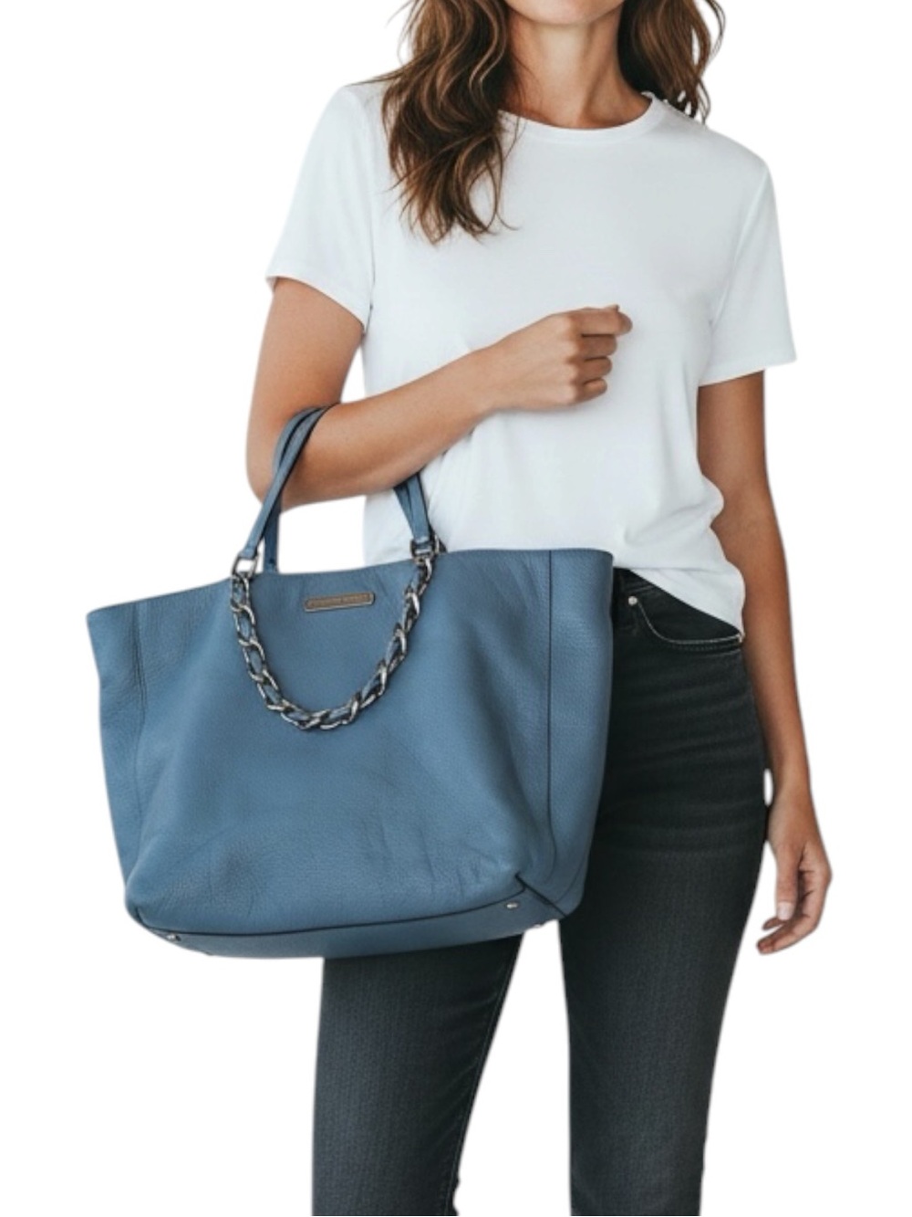 MICHAEL KORS HARPER LARGE EAST WEST LEATHER TOTE—minor flaw on strap